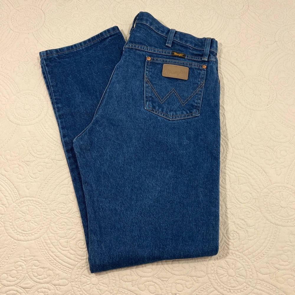 Wrangler Cowboy Cut Original Fit Jeans 13MWZPW Indigo Blue Mens 35x34 High Rise
